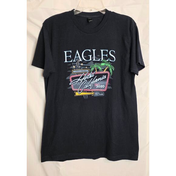 Tultex 2020 Eagles Hotel California Tour T-Shirt Navy Size L 100% Cotton - Picture 1 of 5